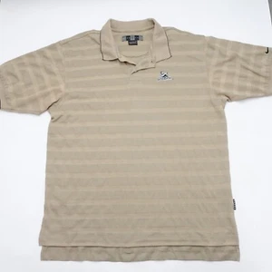 Nike Golf Shirt Men Large Beige Striped Penn State Nittany Lions Football Swoosh - Picture 1 of 7
