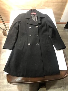 Anne Klein Double Breasted Black Wool Blend Coat Women’s Medium - Picture 1 of 12
