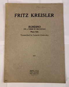 Vintage Sheet Music Fritz Kreisler Rondino Piano Solo Leopoldo Godowsky 7 Pages - Picture 1 of 3