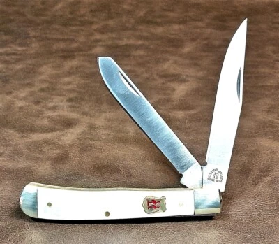 Kissing Crane Genuine Pearl 2-Bladed Trapper Folding Pocket Knife