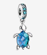 Brand New Pandora ALE S925 Blue Murano Glass Sea Turtle Dangle Charm