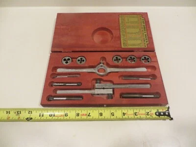 Vintage Henry Hanson Ace Tap And Die Set NC Pieces & Wooden Case Mass USA - Image 1 of 4