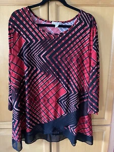 CB Established 1962 Woman Plus 2X Black/Red Blouse - Picture 1 of 4
