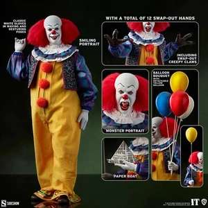 Sideshow Pennywise 1:6 Scale Figure It (1990) Stephen King Tim Curry New 12" - Picture 1 of 18