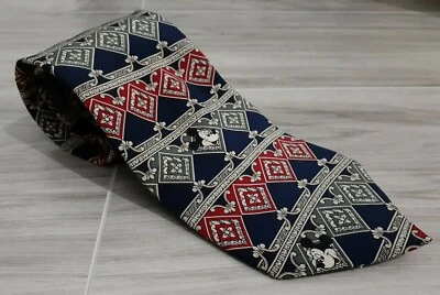 Corbata Disney Mickey Mouse Azul Marino Diamante Paisley Seda 54" Largo 3.75" Ancho  Foto 1 de 4