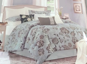 Harbor House LYNNWOOD Cotton Glacier Gray Floral Duvet Cover TWIN SIZE 68x90 - Picture 1 of 5