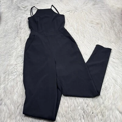 Mono para mujer Lulus XS negro sin espalda pierna ajustada sin espalda Foto 1 de 4