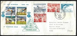 BELGIUM 1960 ROME OLYMPICS S/S FDC & INDEPENDENCE OF CONGO BRUXELLES TO ROME - Picture 1 of 1