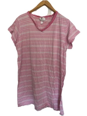 Oscar De La Renta Gown XL Pink Blue White Stripe Sleep Shirt 100% Cotton - Image 1 of 2