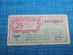 πΊπΈ US Military Payment Script series 471 P-M10 25 cents 1947 banknote 62925-11 - Picture 1 of 2