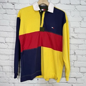 Vintage 90s Tommy Hilfiger Rugby Polo Colorblock Mens M Long Sleeve Rare Popover - Picture 1 of 19