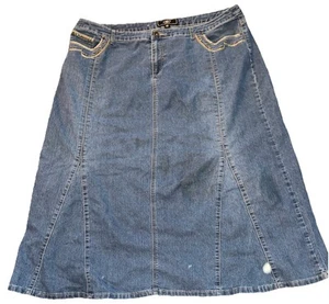 Cato Woman Skirt 22W Blue Denim A-Line Studs Casual Has Bleached Spot. See Pics - Picture 1 of 7