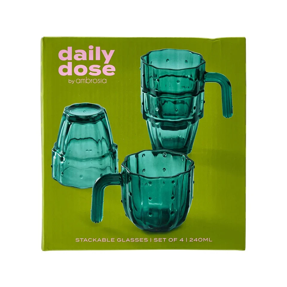 Ambrosia Daily Dose Set of 4 Glasses Stack Cactus - image 1 of 1
