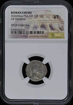 Antoninus Pius,AD 138-161 ROMAN EMPIRE AR Denarius NGC VF20 - Image 1 of 2