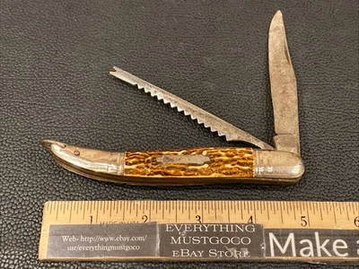 "Navaja de Bolsillo 2 Hojas De Colección 5"" BALLENA 🐳 LOGO Alemania Imitación Ciervo Plegable Escalador de Peces" Foto 1 de 4