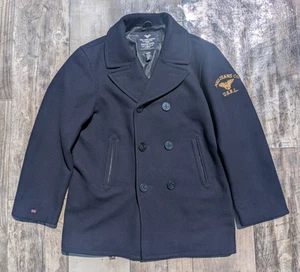 Vintage Y2K Mens Polo Jeans Co Ralph Lauren Navy Wool Peacoat L Retro WWII Look - Picture 1 of 11