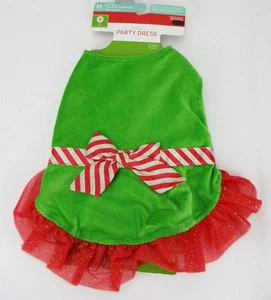 Vestido de fiesta para perros mascotas pequeño (5-15 libras) disfraz de Navidad verde/rojo objetivo - Imagen 1 de 3