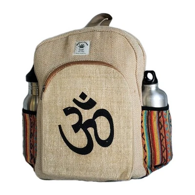 Mochila grande bordada de cáñamo puro Foto 1 de 4