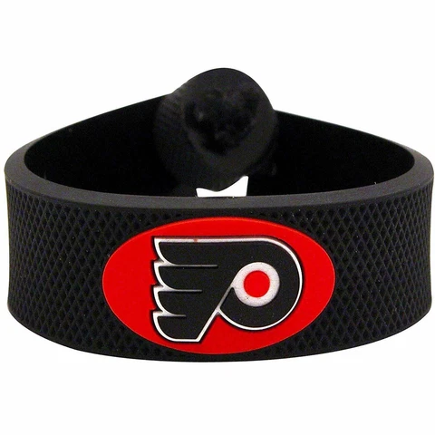 NHL Philadelphia Flyers Adjustable Black Rubber Hockey Puck Bracelet Gamewear Cover