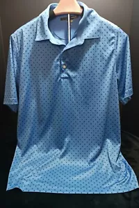 Polo Greg Norman uomo taglia M blu a pois geometrici performance traspirante nuova - Foto 1 di 8