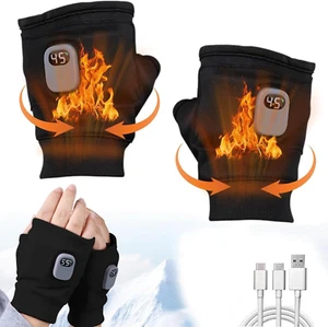 Portable Heating Gloves Digital Display Smart Thermostatic Heated Fingerless Men - Picture 1 of 1