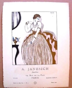 A. Janesich  Joaillier Planche pub 1920 pochoir E. Halouze Gazette Bon Ton - Imagen 1 de 1