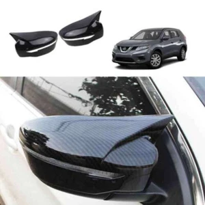 For Nissan Rogue 2014-2020 Carbon Fiber OX Horn Side Rear View Mirror Cover Trim - Picture 1 of 7