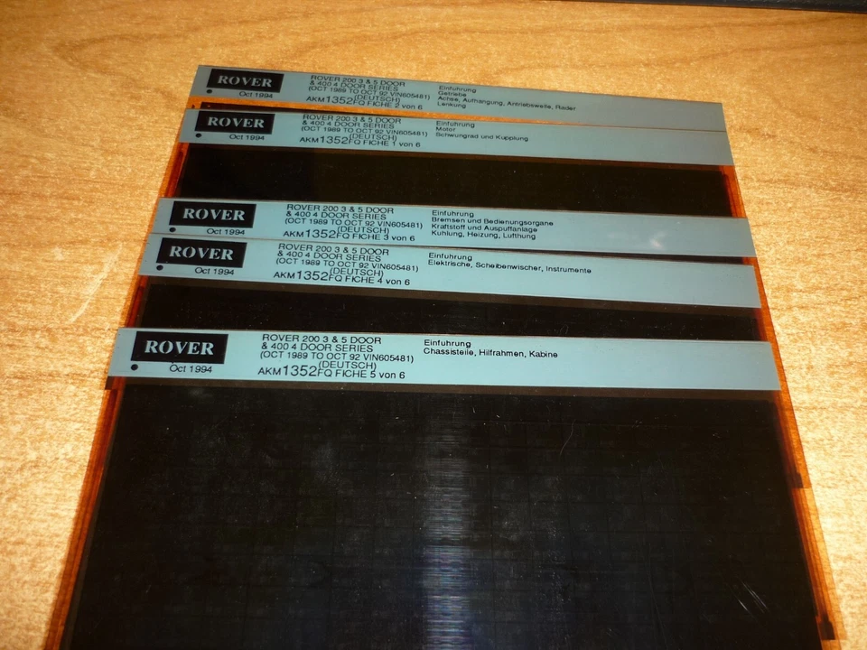 ROVER Microfiche Rover 200 Series auf Deutsch 1994 Okt  6 STUECK! - Bild 1 von 1