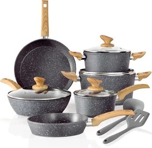 Kitchen Academy Induction Cookware Sets - 12 Piece 12 PCS Set, Gray  - Picture 1 of 8