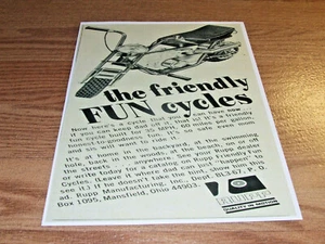VINTAGE RUPP 8" X 11" FRIENDLY FUN CYCLES AD 1 SIDED REPRODUCTION ) - Picture 1 of 1