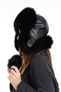 Women's 100% Real Fox Fur Hat S-XL Premium Aviator Russian Ushanka Trapper Winte - Picture 1 of 2