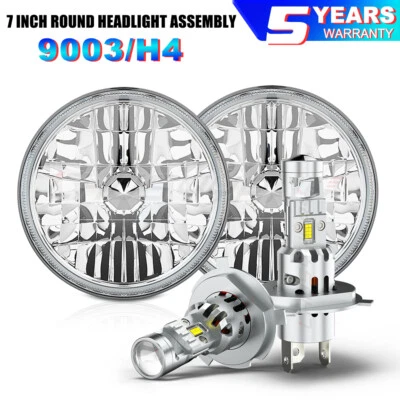 Par de faros halógenos redondos de 7" altos bajos para Plymouth Barracuda Cuda Duster 340 Foto 1 de 4