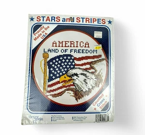 The New Berlin Co America Land of Freedom Cross Stitch Kit Eagle Flag #2083 NOS - Picture 1 of 3