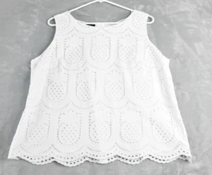 Talbots Halter Womens XLP Pinneapple White Neck Blouse Top Cotton Back Button - Picture 1 of 9