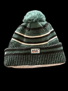 Philadelphia Eagles grün gestreifte Fleece-gefütterte Strickmütze/Beanie abnehmbarer Bommel - Bild 1 von 2