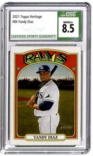 2021 Topps Heritage Yandy Diaz CSG 8.5 Tampa Bay Rays #84
