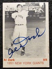 Al Dark Signed 1975 TCMA "1951 New York Giants" Card