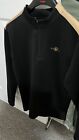 Mens Sik Silk Activewear l/s Top 3/4 Neck Zip Small. Black with Gold