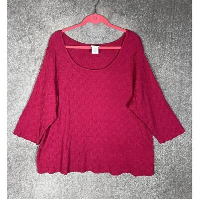 Jaclyn Smith Top Womens Size 3X Stretch 3/4 Sleeve Pullover Scoop Neck Crinkle - Image 1 of 4