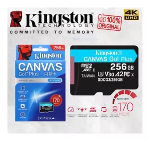 Carte Micro SD Kingston Canvas Go Plus 256GO 170 Mo/s NEUF - Photo 1/2