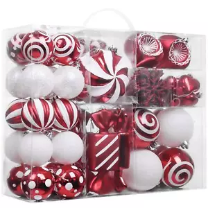 Christmas Ornaments Set, 108ct Candy Cane Red and White Shatterproof Christma... - Picture 1 of 6