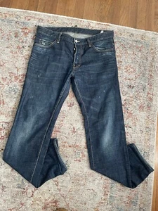 DSQUARED2 Dark wash Button Fly Slightly stressed men’s jeans 50 made in Italy - Picture 1 of 7