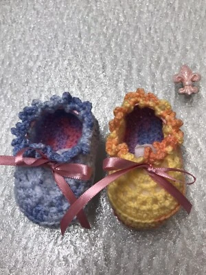 Baby ботинок крючком новорожденного носки подарок ботинок 0-6 месяцев цвет мороженое пастель - Изображение 1 из 4