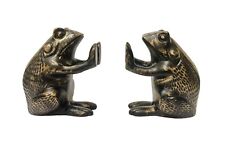 frog shaped bookend pair textured mid century art deco