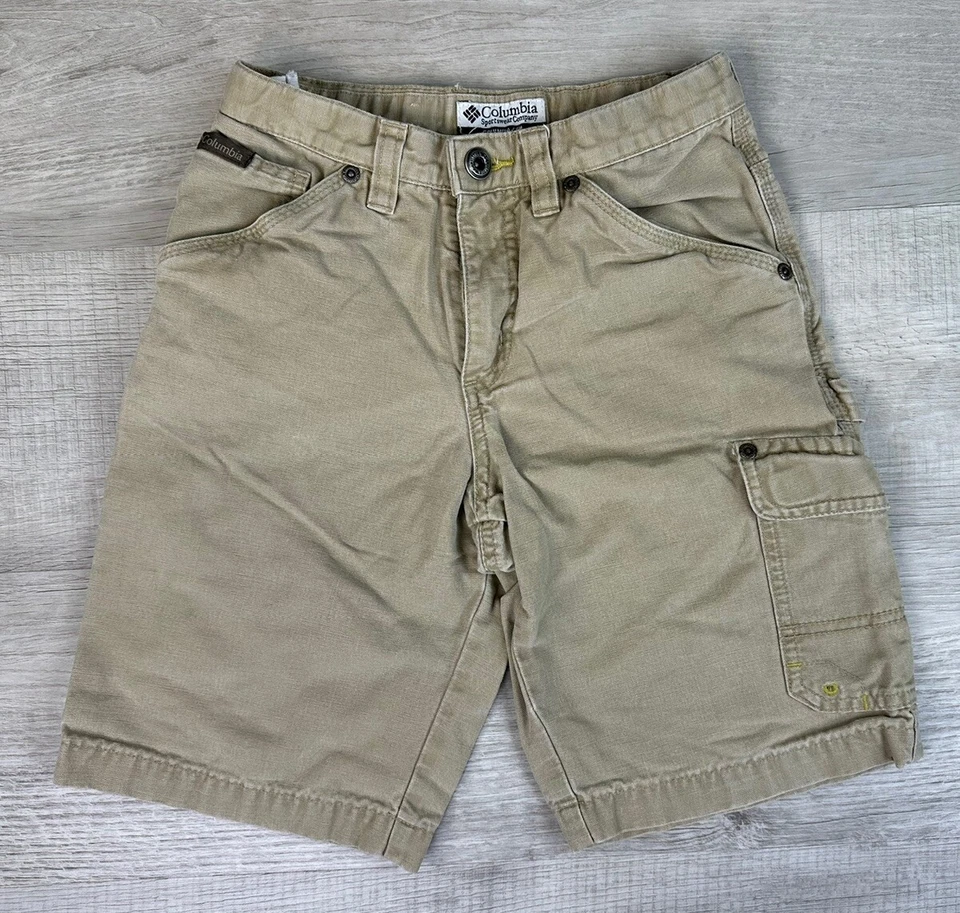 Columbia Sportswear Carpenter Cargo Shorts Canvas Khaki Boys Youth Size 8 (22X7) - Image 1 of 4