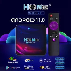 H96 Max TV Box Android 11.0 4GRAM&64GROM Quad Core 4K HD Smart WiFi Media Player - Picture 1 of 15
