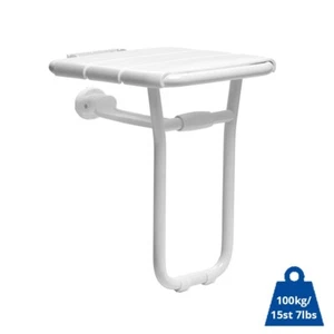 The Helping Hand Company Wall Mounted Folding Shower Seat with Legs Bathroom Aid - Picture 1 of 7