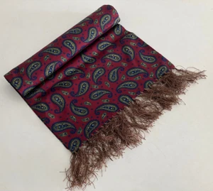 SMART DAPPER VTG 60S -70S SAMMY PAISLEY SCARF TASSELED MOD GOODWOOD DEAD STOCK - Picture 1 of 11