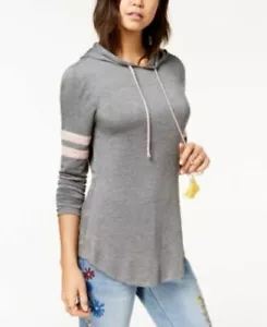 Ultra Flirt Junior's Varsity Hooded Top, Charcoal Gray/Mauve,Size Med, 3ZR-B2,bs - Picture 1 of 1
