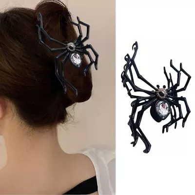 Metal Hair Claw Clips Alloy Hair Claw Clips, 1Pcs Black Spider Rhinestones - Image 1 of 4
